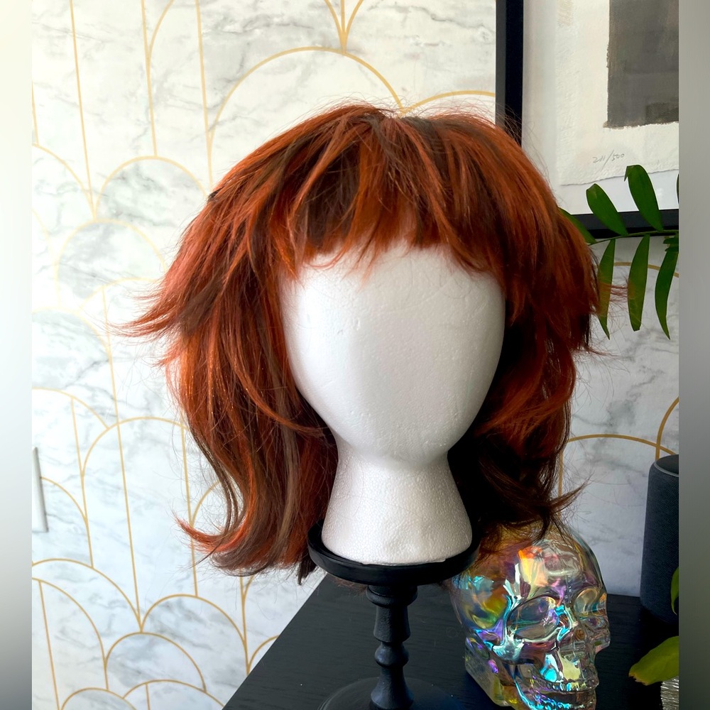 Shag Red Auburn Wig with Bangs